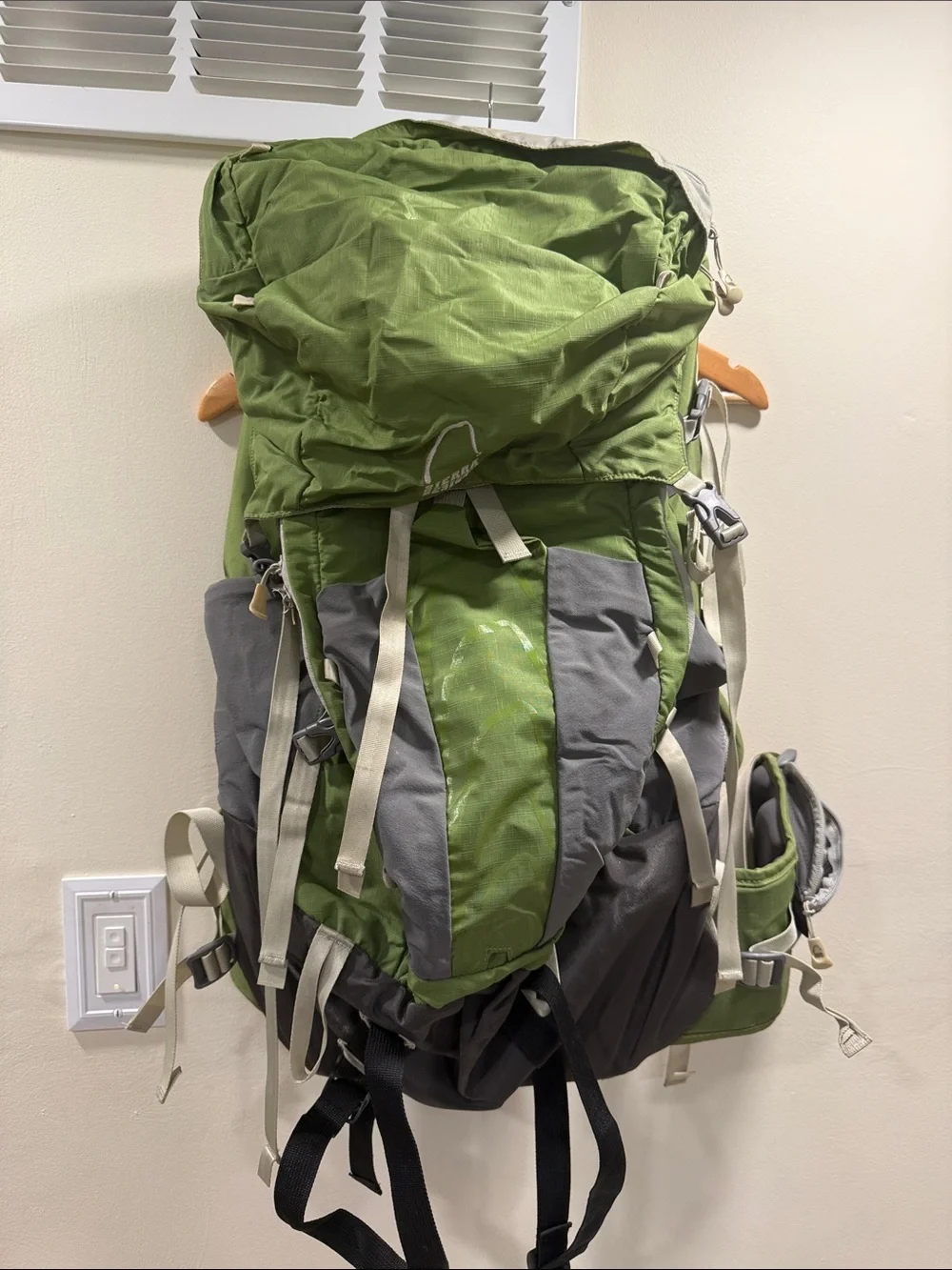 Green and Gray Men's Outdoor Backpack - Rugged Travel Pack